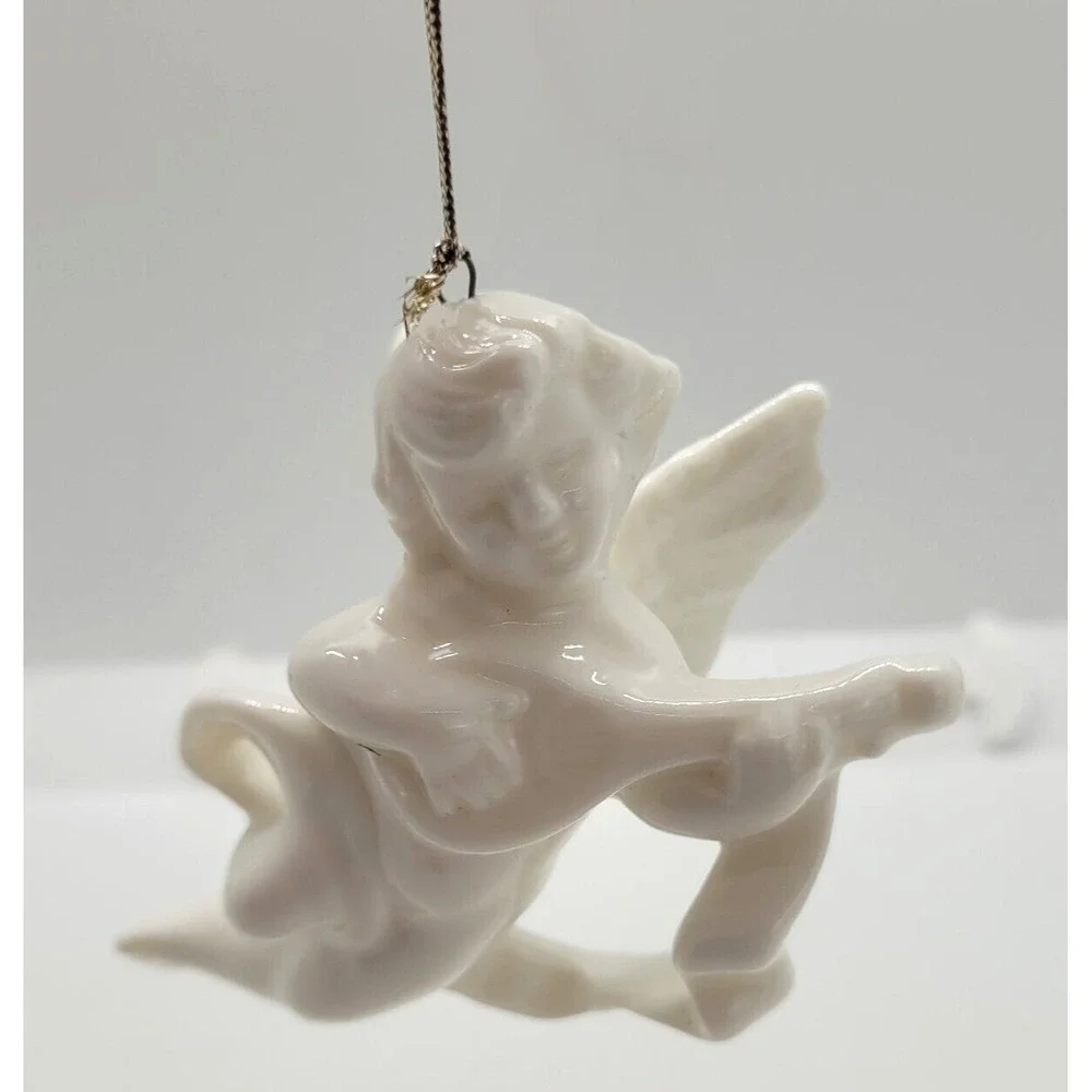 Vintage Christmas Ornament Cherub With Violin Ceramic